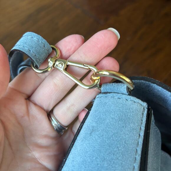 Uno Alla Volta Italian Suede Santo Spirito Crossbody Blue - Picture 7 of 15